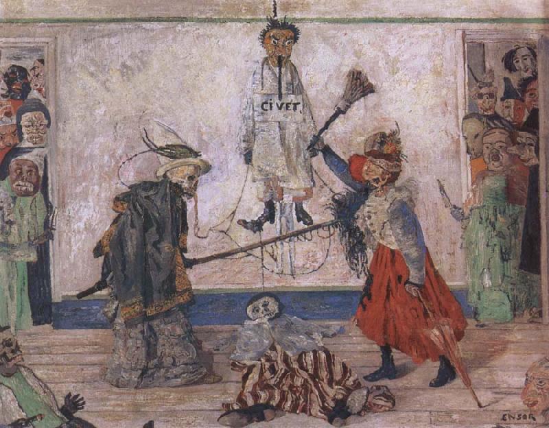 James Ensor Skeletons Fighting over a Hanged Man oil painting picture